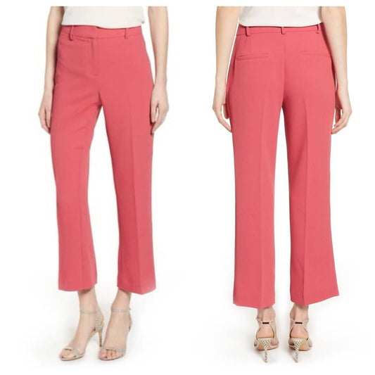 1.State - Crepe Kick Flare Ankle Coral Poppy Cropped Pants