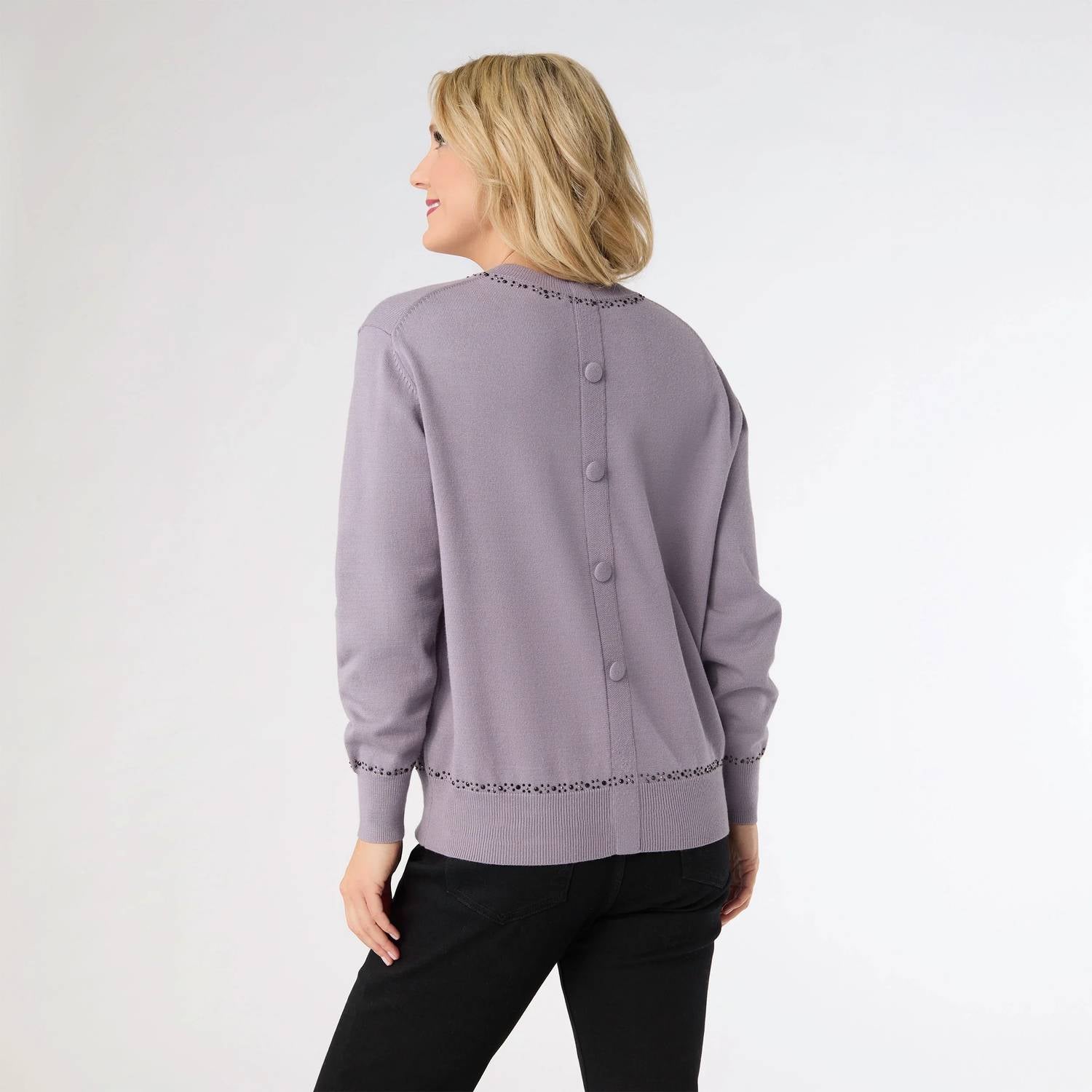 Coco + Carmen - Braelyn Button Back Sweater With Rhinestones