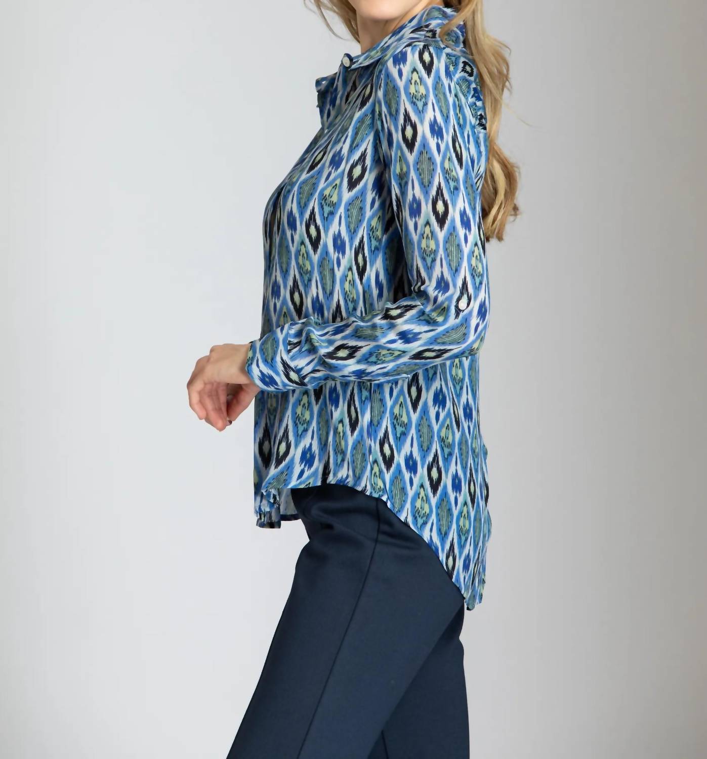 Apny - Roll Sleeve Button Up Top