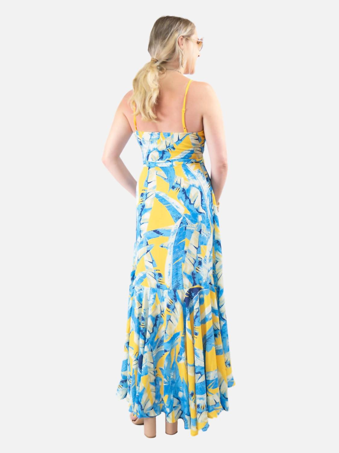FLYING TOMATO Beachy Maxi Dress in blue yellow - women's dress - alternate view