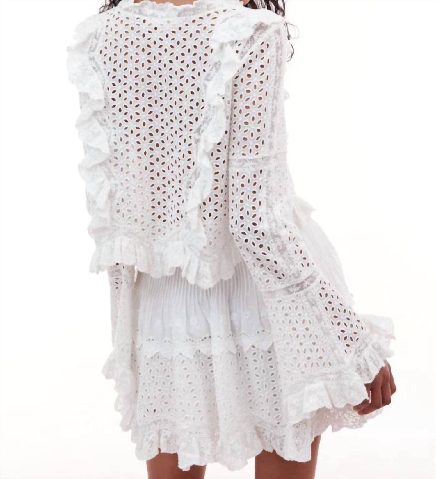 Loveshackfancy - Brightlin Eyelet Long Sleeve Blouse