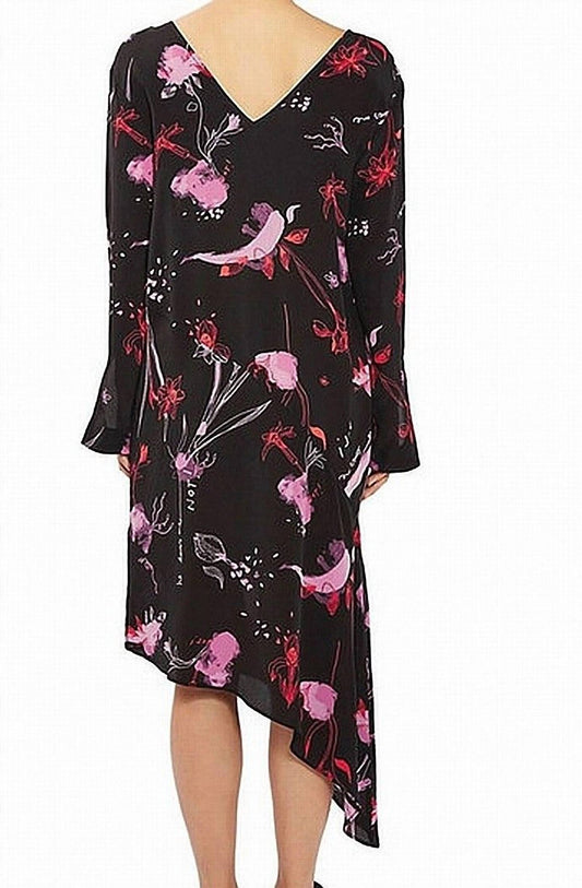Topshop - Silk Asymmetrical Hem Floral Print Dress