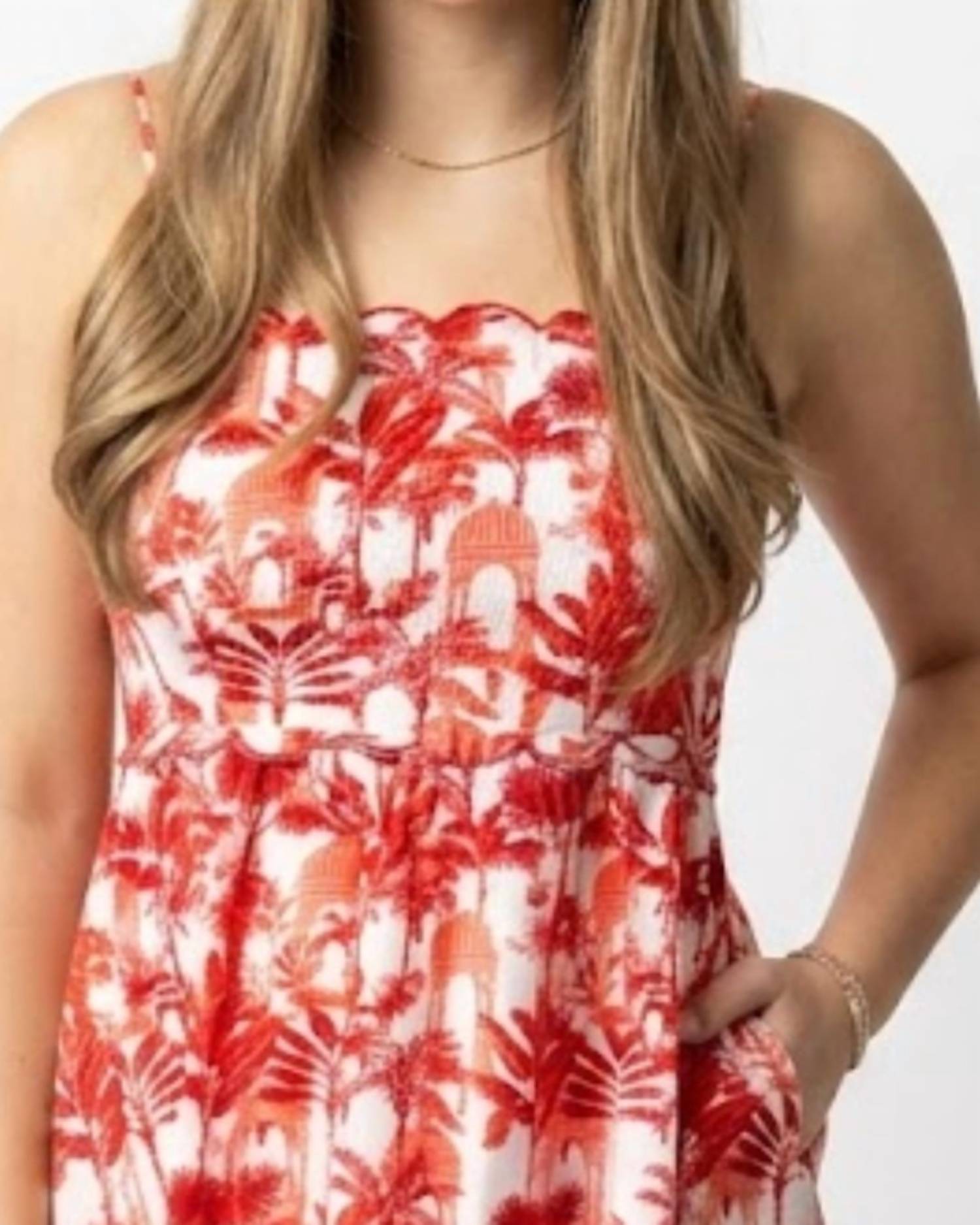 Peach Love - Scallop Embroidered Sleeveless Mini Dress