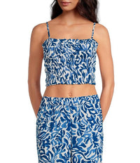 ELAN Smock Crop Top in blue coralina - women's shirt