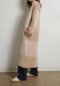 LINE The Harlowe Sweater Coat in autumn plaid - women's jacket - detail view