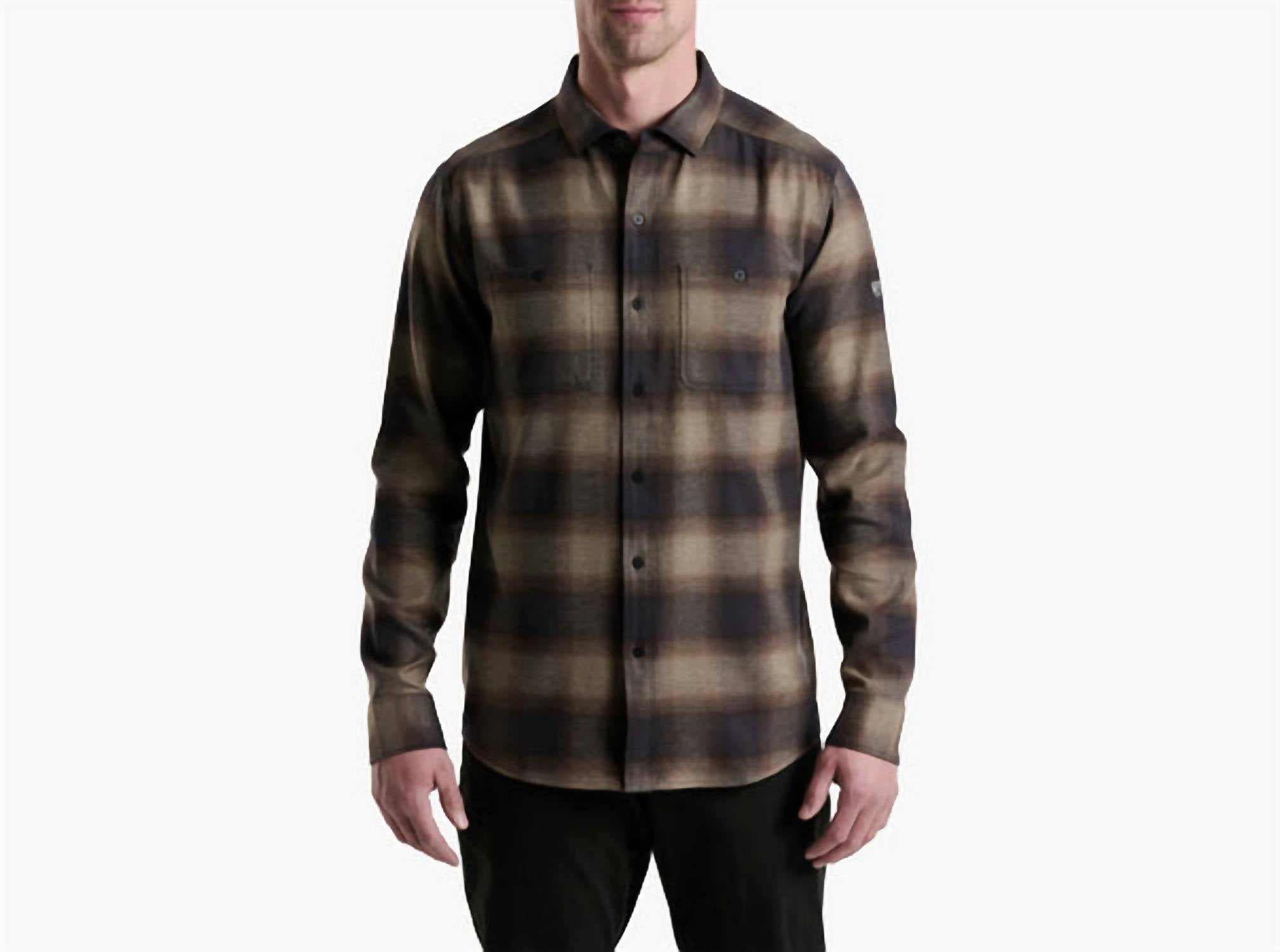 KUHL Men's Law Flannel Top in dark roast - men's shirt