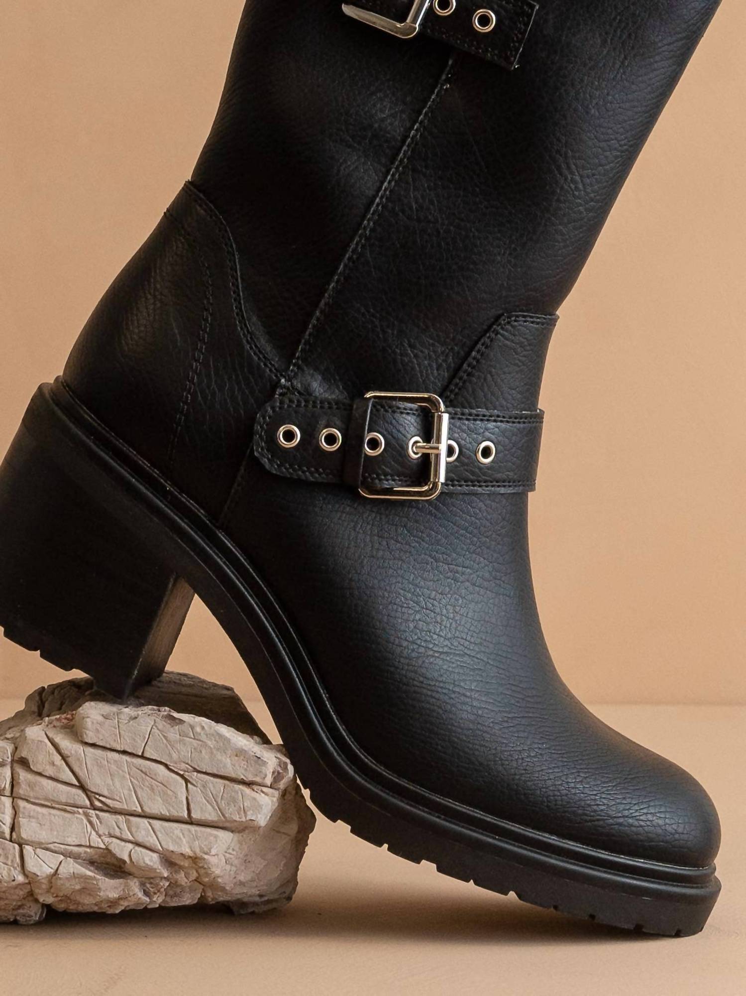 OASIS SOCIETY Women's Rider Mid-calf Moto Boot in black - women's shoe - alternate view