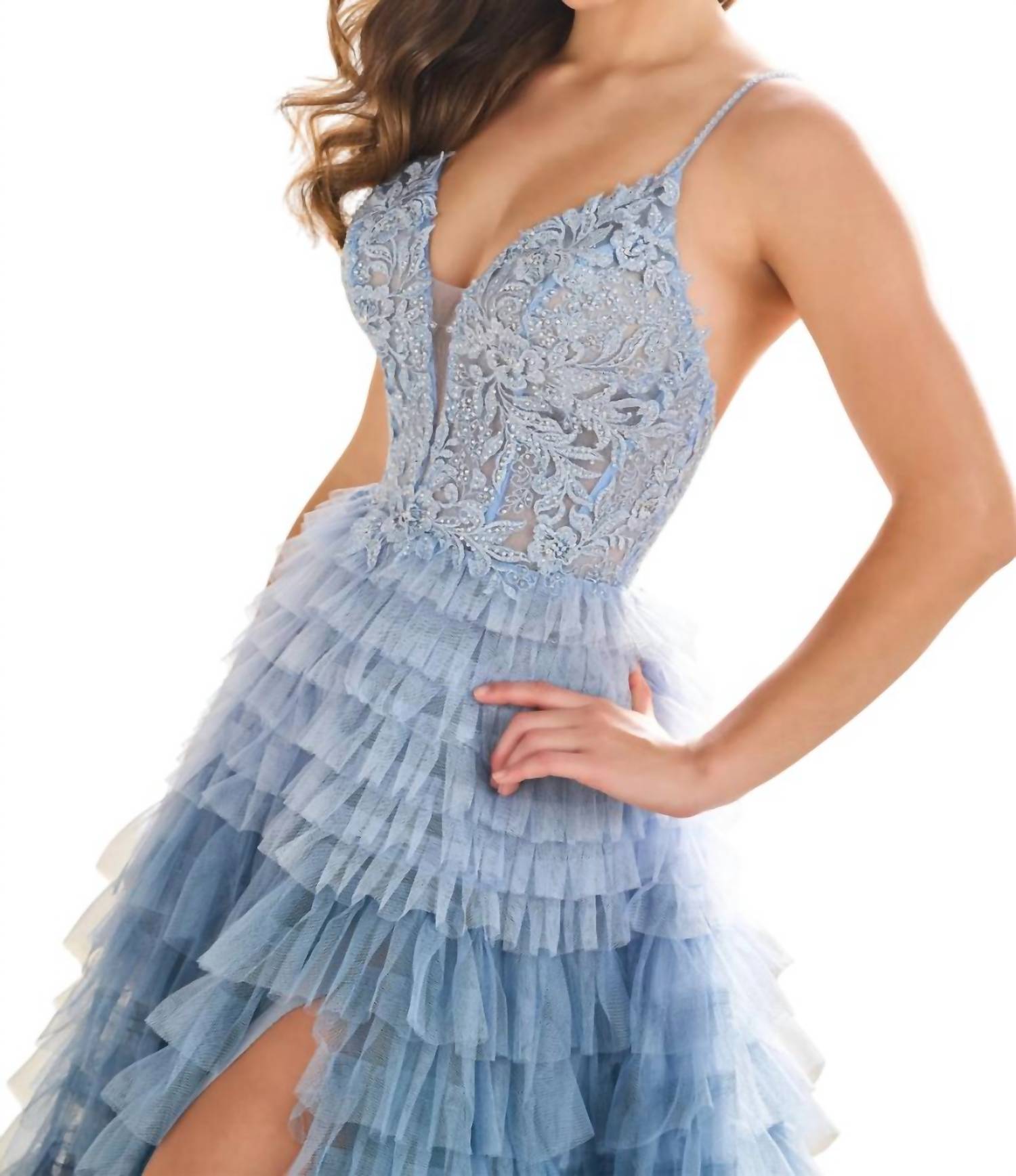 Ellie Wilde - Ombre Layered Tulle A-line Prom Dress