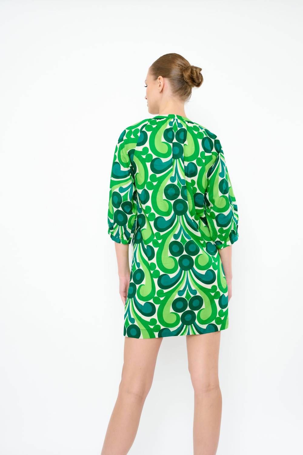 Flora Bea Andi Kisses Print Shift Dress in green - women's dress - alternate view