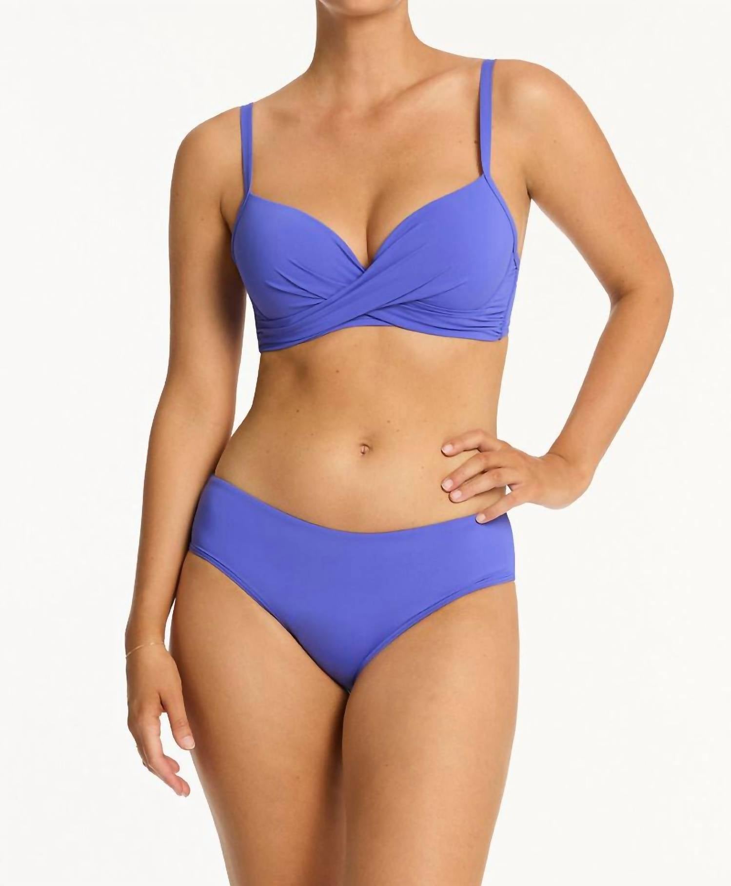 Sea Level Australia Essentials Edit Cross Front Moulded Underwire Bra in iris - women's intimate