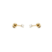Kikichic - Women's Classic Cubic Zirconia Tiny Diamond Screw Flat Back Earrings