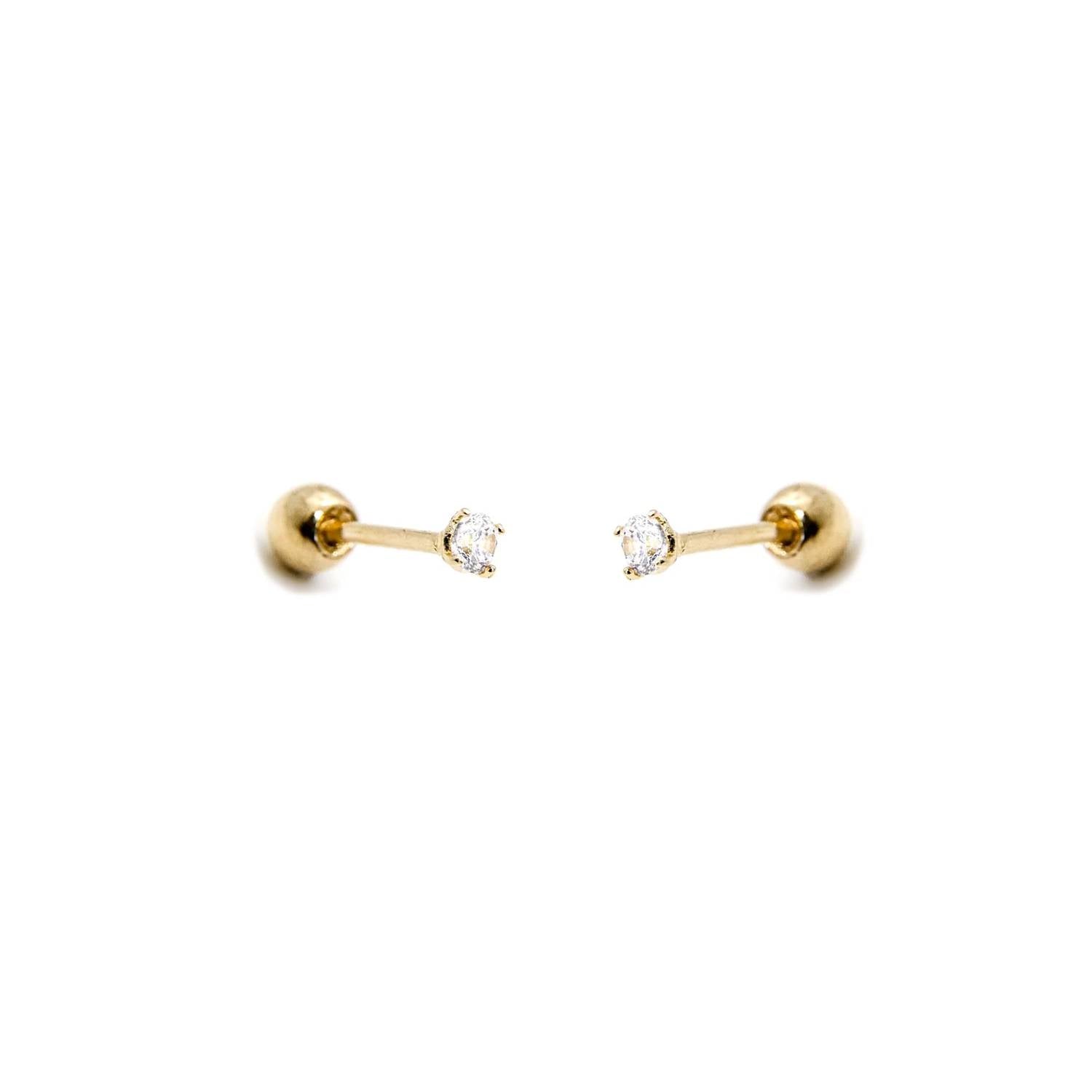 Kikichic - Women's Classic Cubic Zirconia Tiny Diamond Screw Flat Back Earrings
