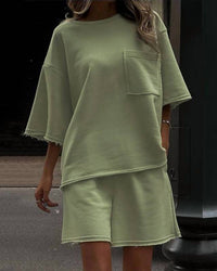 Hidden - Terry Knit Tee And Shorts Set
