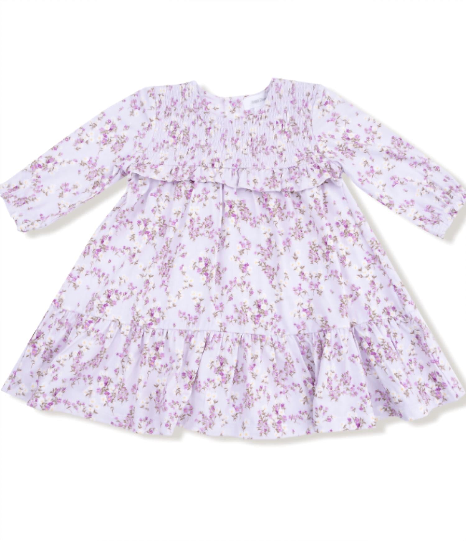 ANGEL DEAR Girl's Sweet Floral Smocked Dress And Leggings Set in purple - item - detail view