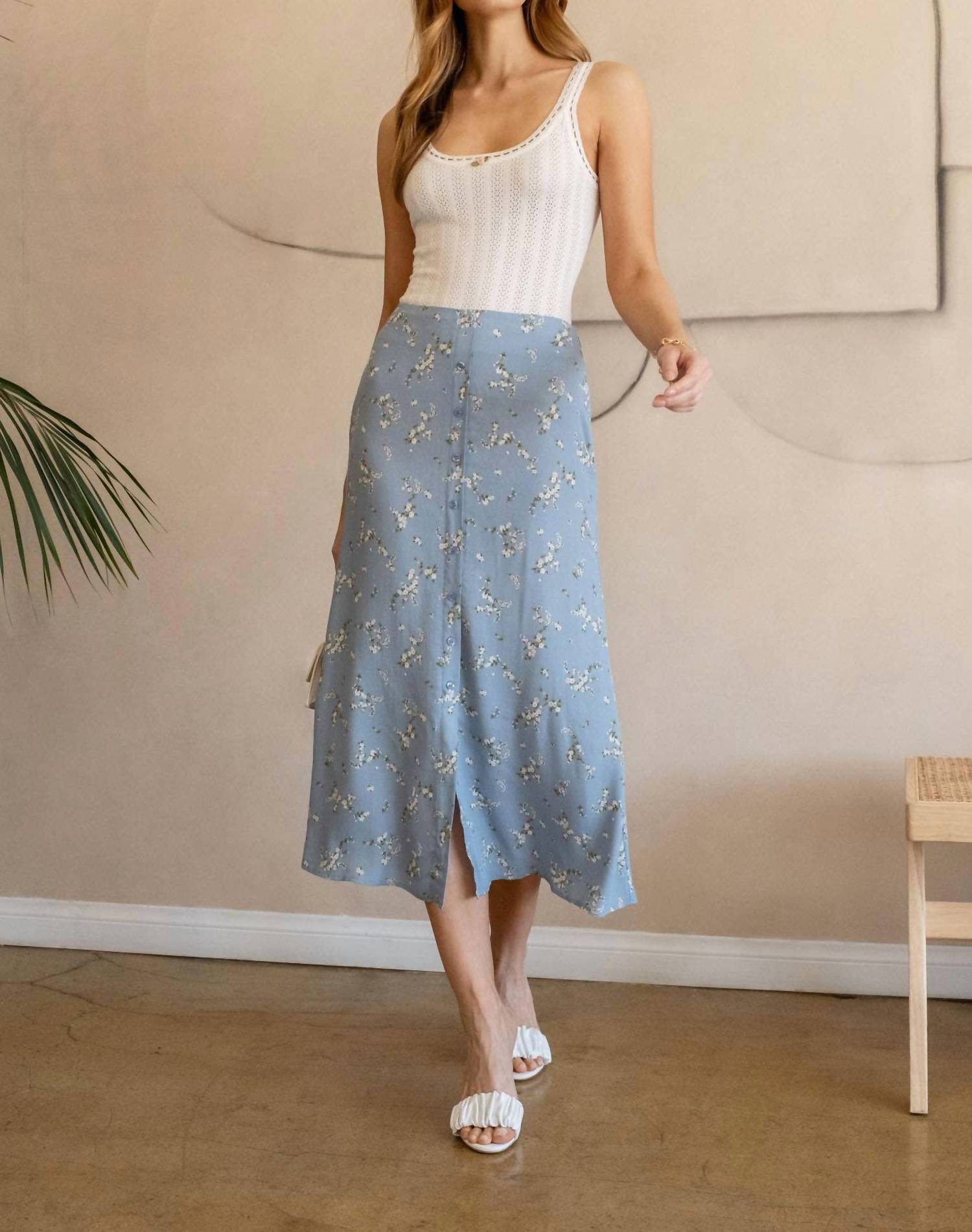 The Workshop Studio - FLORAL BUTTON DOWN MIDI SKIRT