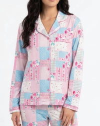 Jess Lea - Patchwork Ruffle Pajama Top