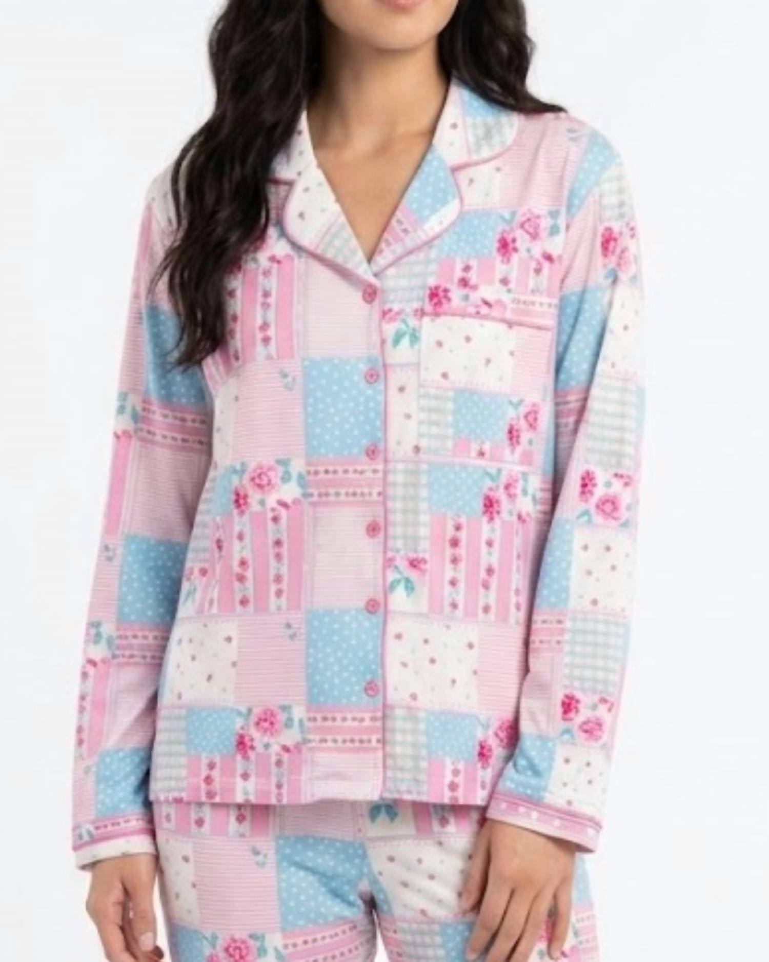 Jess Lea - Patchwork Ruffle Pajama Top