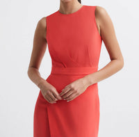 Reiss - Sleeveless Midi Dress With Pleated Front