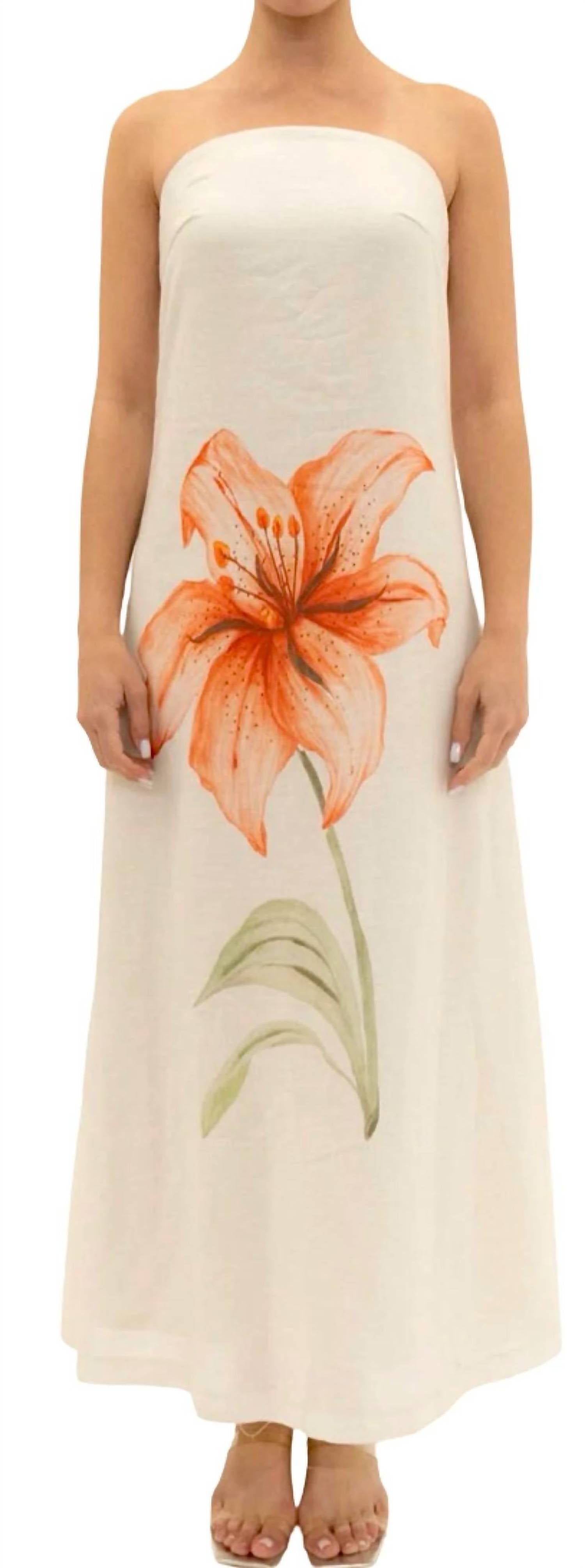 Fore Collection - Strapless A Line Tiger Lily Maxi Dress