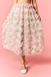 Peach Love Romantic Strolls Organza Maxi Skirt in pink - women's skirt - detail view