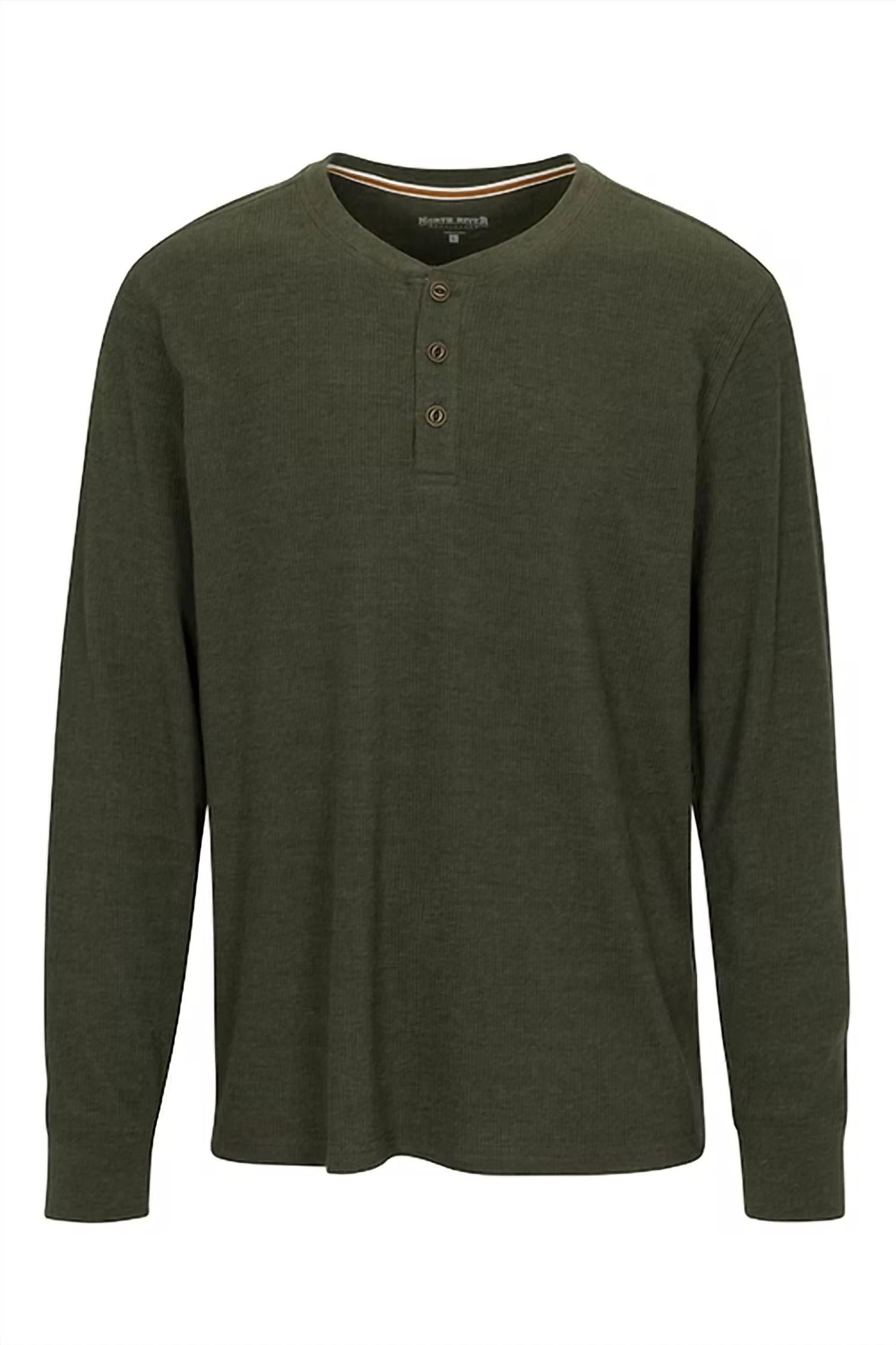 North River - Men's Heather Waffle 3 Button Henley Top