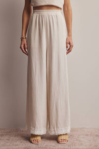 Forte - Embroidered Square Neck Tank And Wide Leg Pants Set