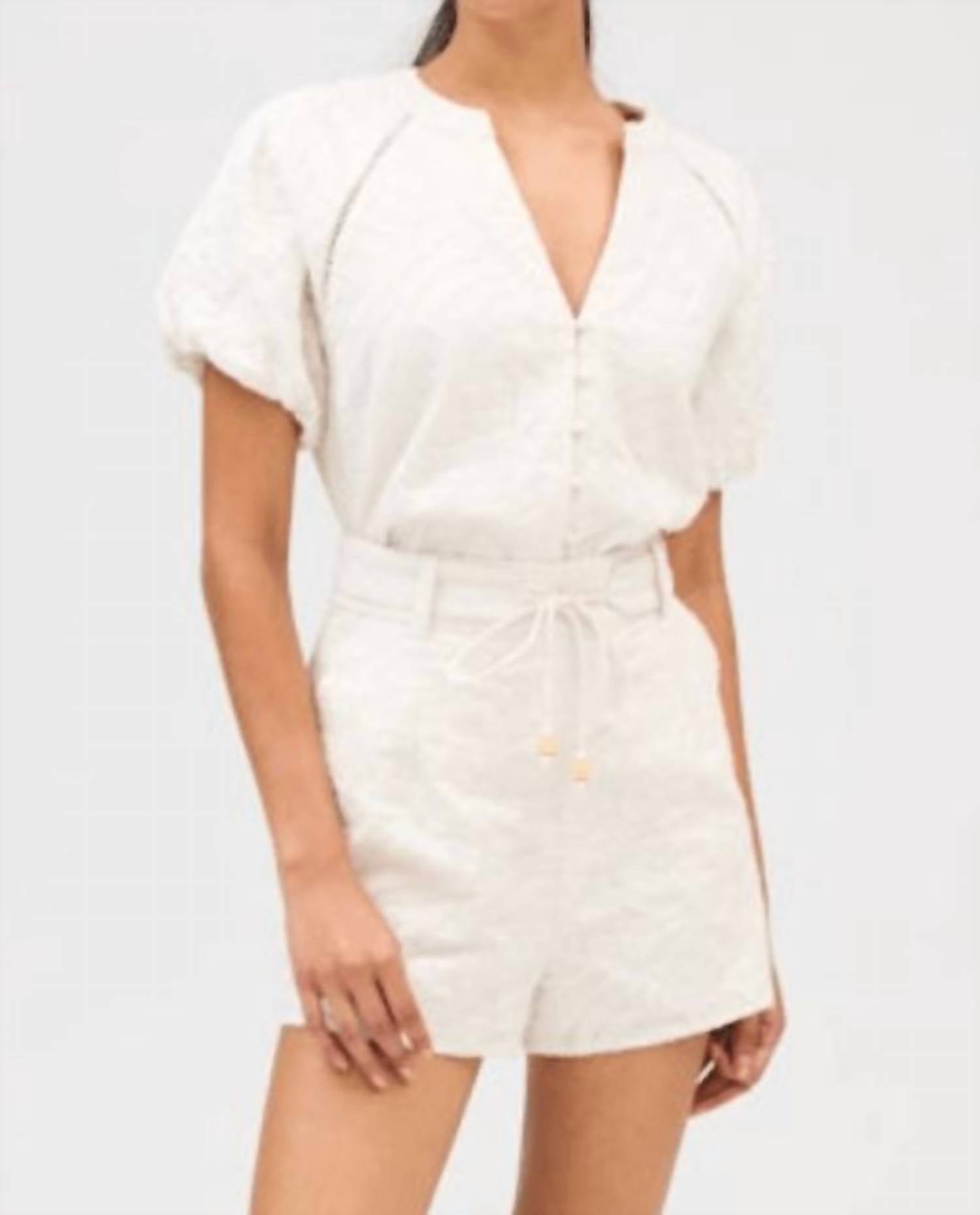 ALLISON NEW YORK Embroidered Josephine top in white - women's blouse - detail view