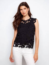 Charlie B - Cap Sleeve Floral Crochet Top
