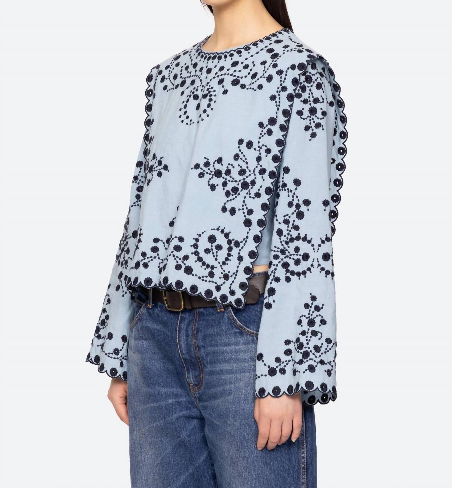 Sea - Frances Long Sleeve Embroidered Top