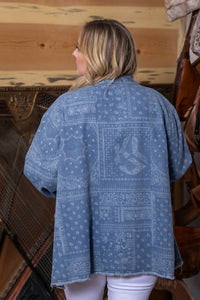 Pol - Oversized Denim Paisley Print Jacket