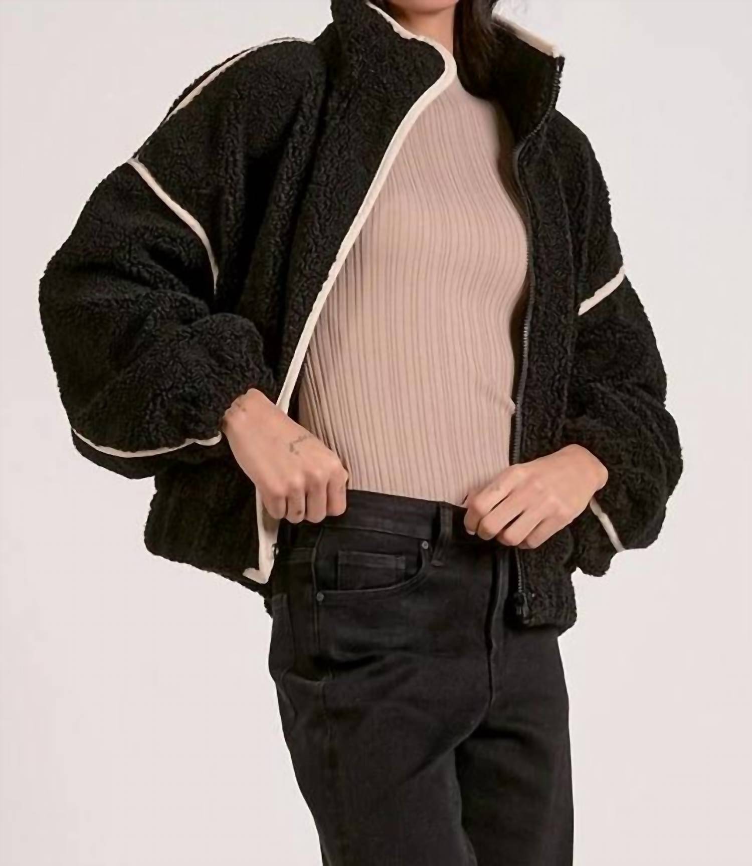 Elan - Slate Sherpa Bomber Jacket
