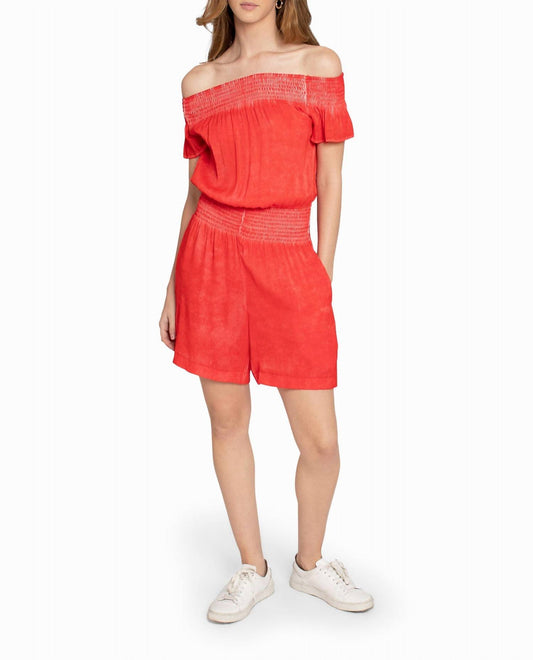 Nicole Miller - Garment Dyed Off The Shoulder Romper