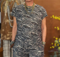 See And Be Seen - Dare To Be Distressed Short Sleeve Top And Wide Pants Set