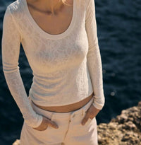 Z Supply Tibi Lace Mesh Sweater in cream - women's sweater - view 5