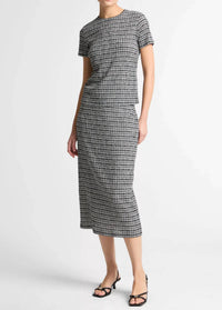 Vince - Plaid Grid-knit Short-sleeve Crew Neck Top