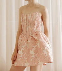 Storia - Metallic Floral Brocade Mini Dress