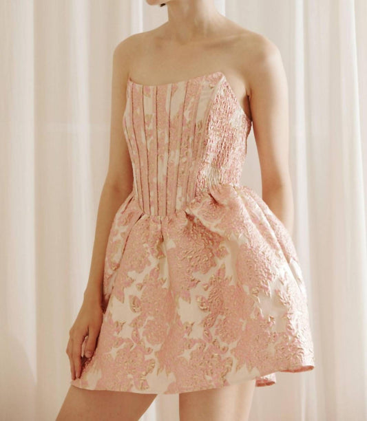 Storia - Metallic Floral Brocade Mini Dress