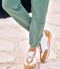 Frank & Eileen Eamon Mid-rise Jogger in moss - women's pants - alternate view