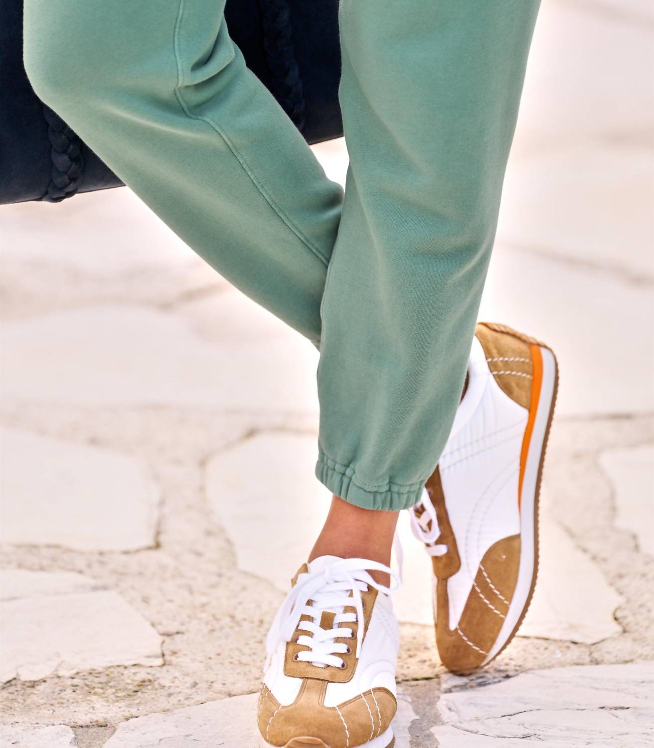 Frank & Eileen Eamon Mid-rise Jogger in moss - women's pants - alternate view