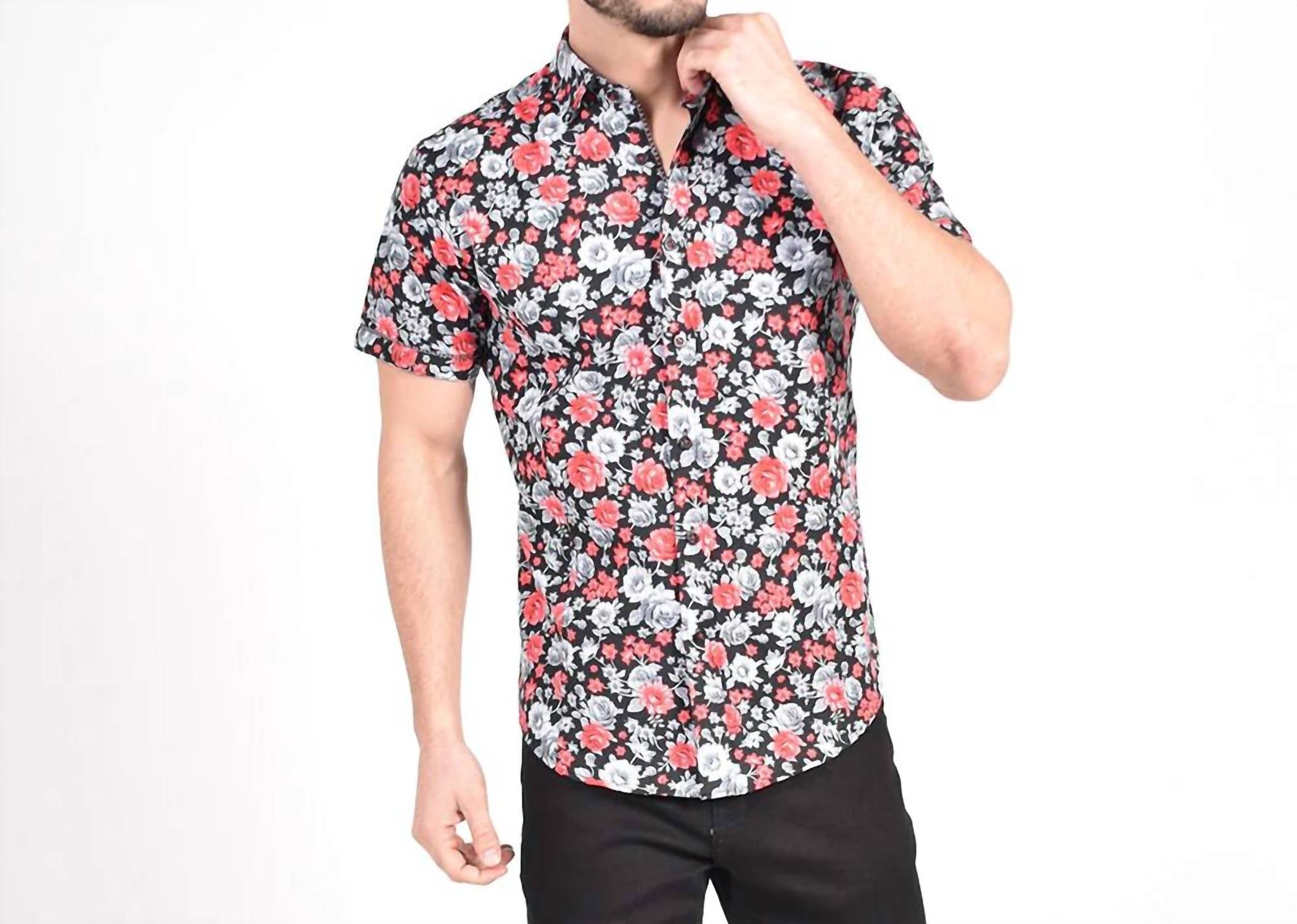 Eight X - Monochromatic Rose Short Sleeve Shirt