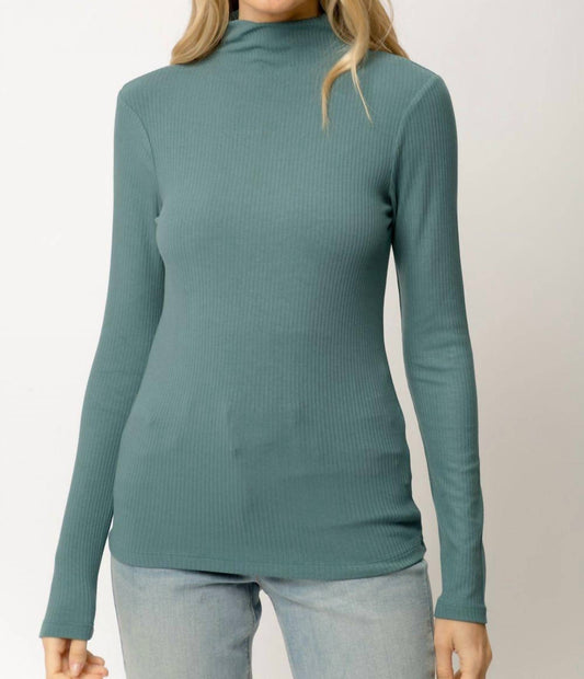 Ribbed Mock Neck Turtleneck Top