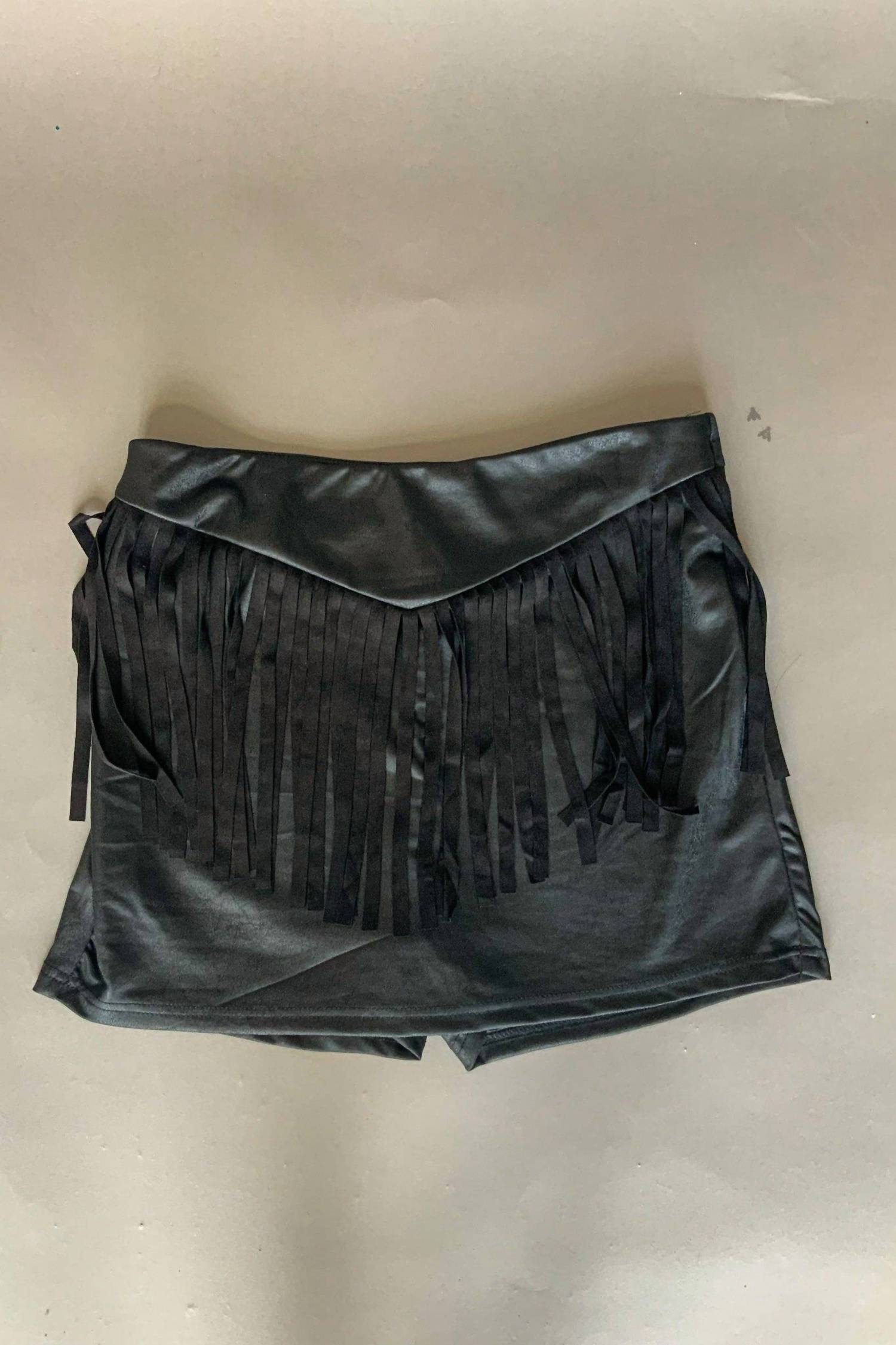 2Flyco - Round Up Fringed Vegan Leather Western Skort
