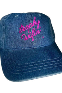 Trophy Wifin' Women's Denim Hat in blue - women's hat - detail view