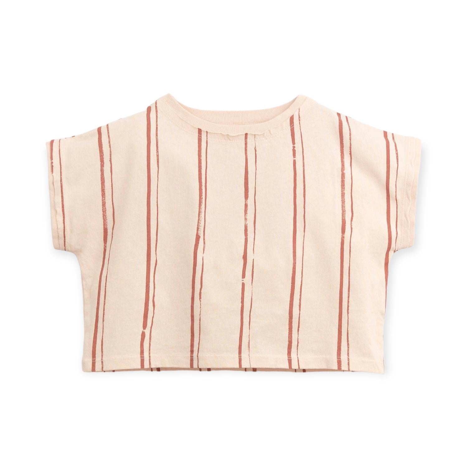 Play Up - Girl's Striped Boxy Tee & Linen Shorts Set