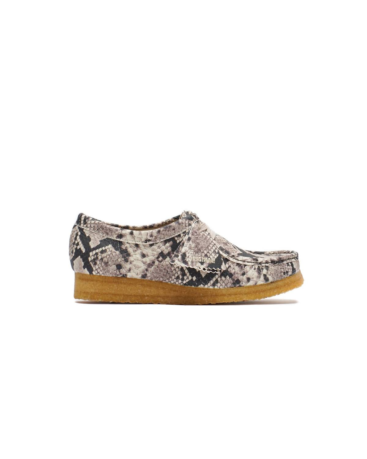Clarks Women's Wallabee Loafer in grey snake leather - women's flats