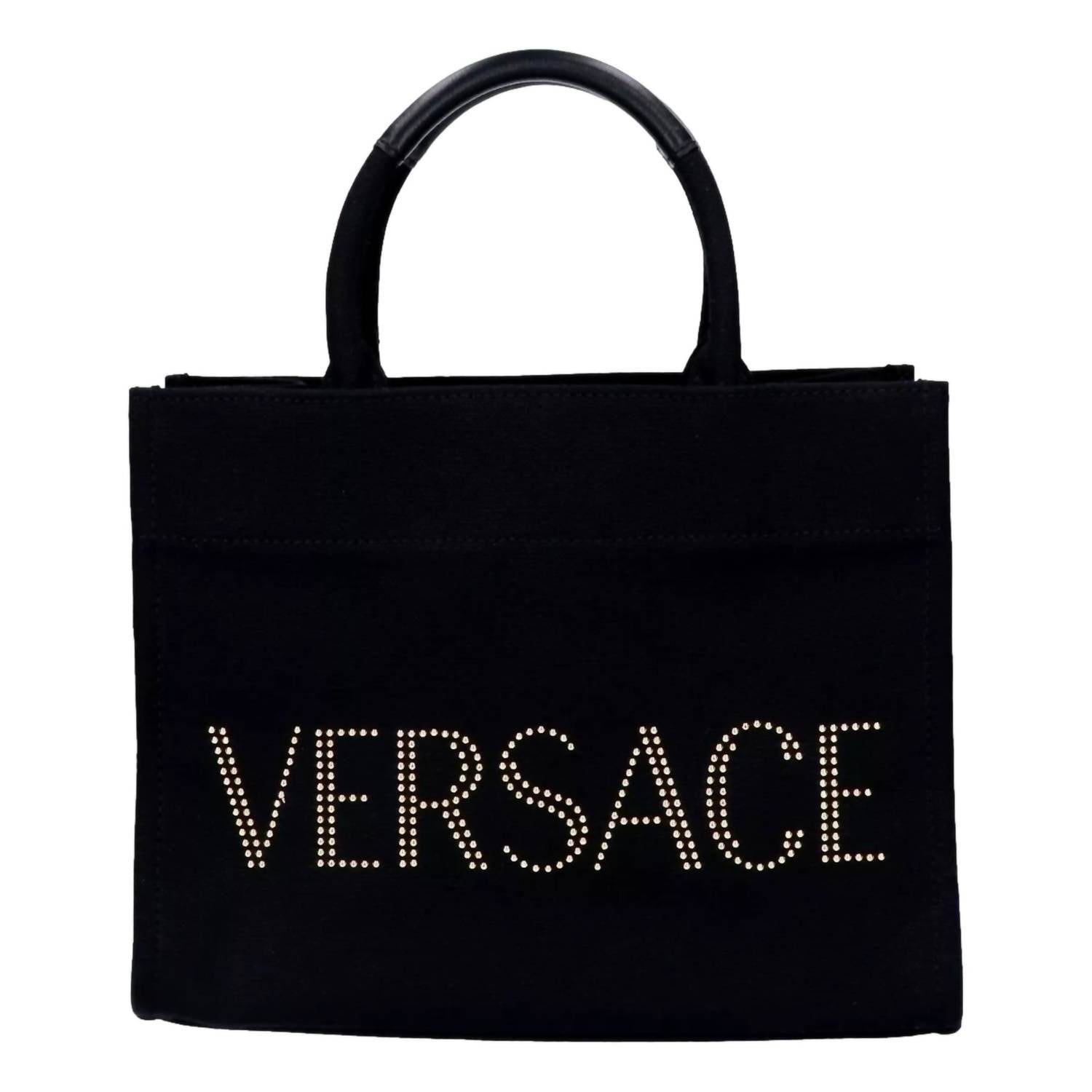 Versace - Women's Canvas Studded Logo Mini Tote Bag