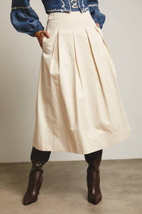 Forte - Pleated A-line Midi Skirt