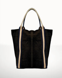 Italian'S Leather - Women's Suede And Stripe Tote