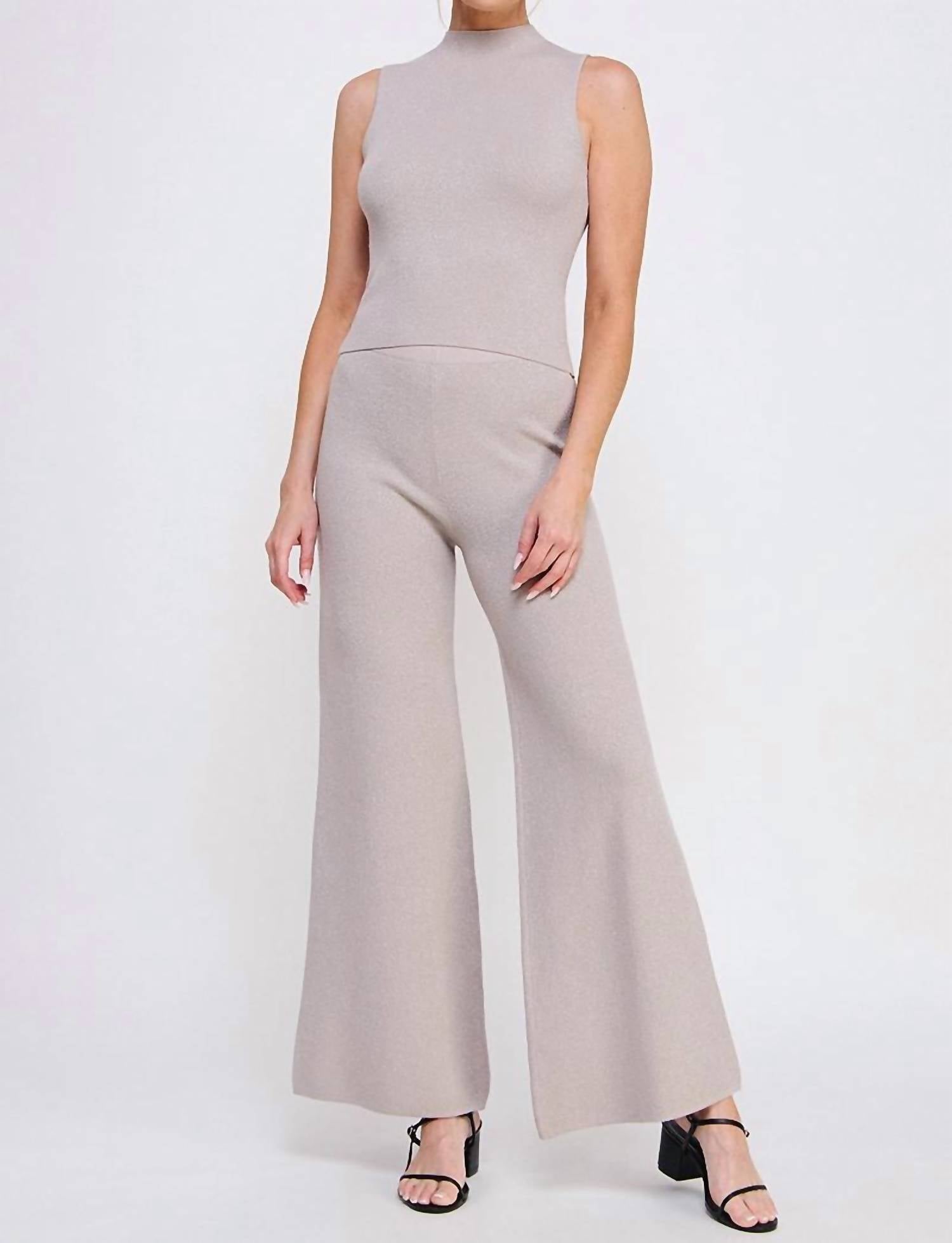 Allie Rose - Soft Lurex Fine Gauge Wide Leg Pants