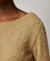 Atm - WOOL BLEND BOUCLE LONG SLEEVE LOW BACK SWEATER